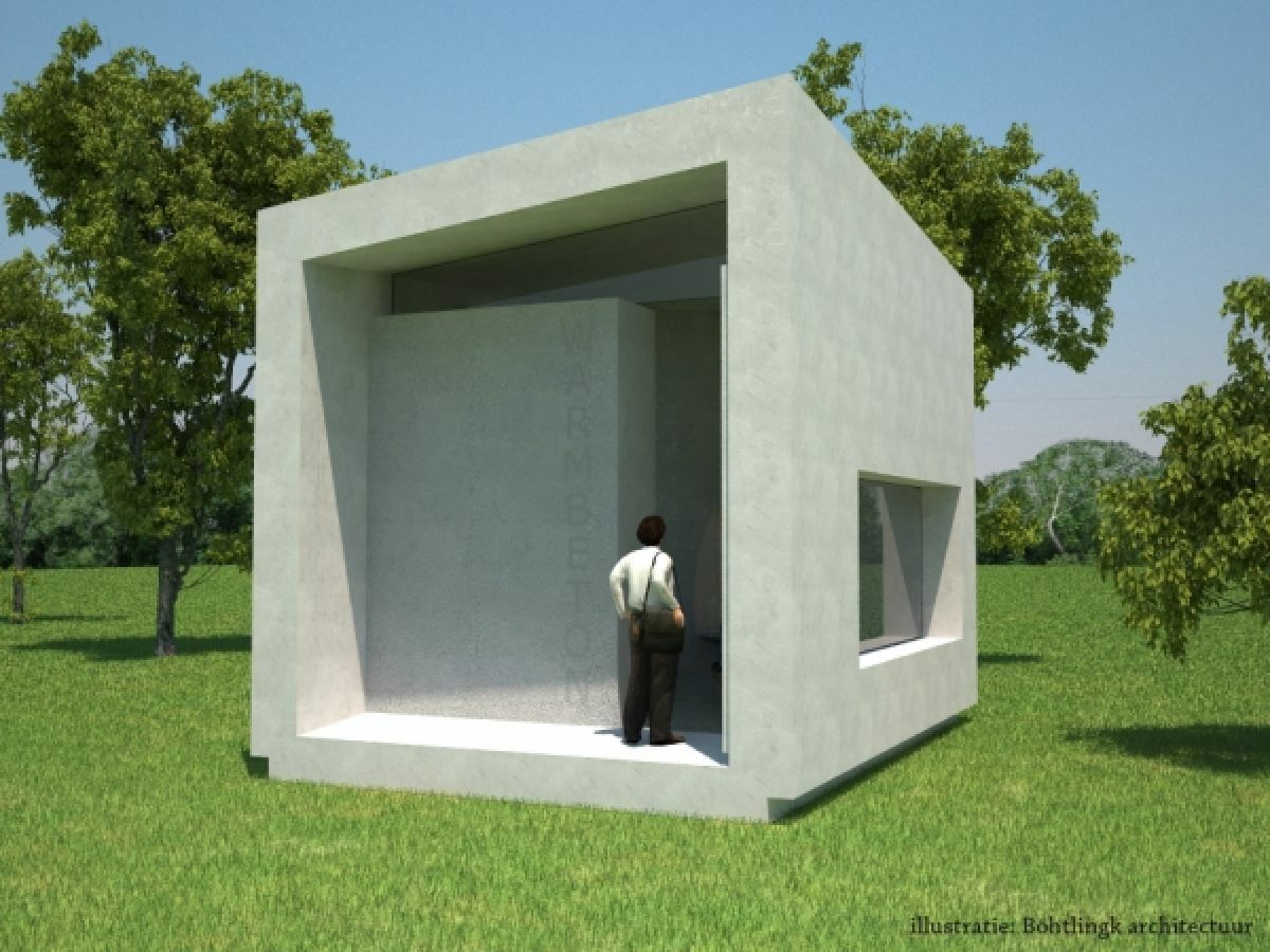 Een eerste ontwerp voor paviljoen in warmbeton (illustratie: Böhtlingk architectuur)